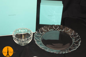 Authentic New Tiffany & Co. Glass Bowl and Plate Set