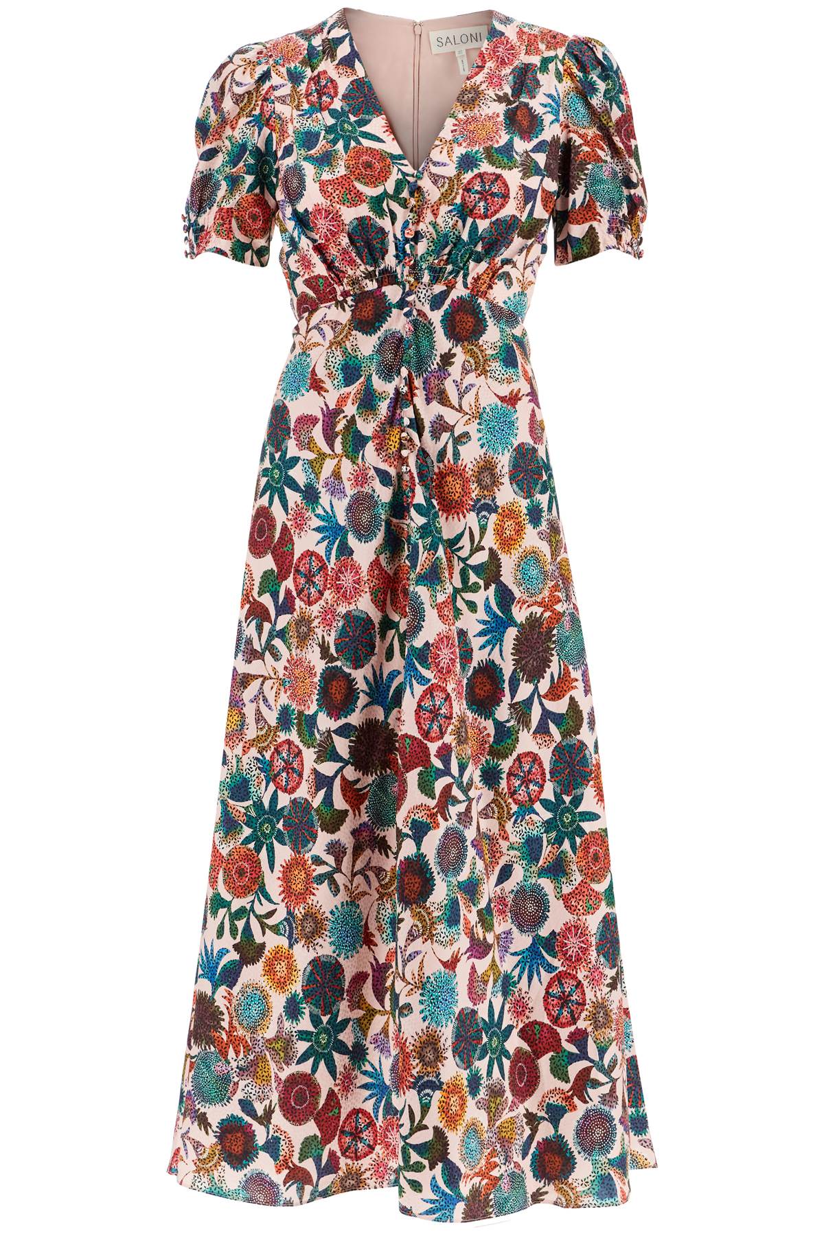 'lea' long dress in printed silk 1764 2174 SUGAR ADORNING