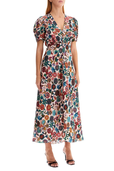 'lea' long dress in printed silk 1764 2174 SUGAR ADORNING