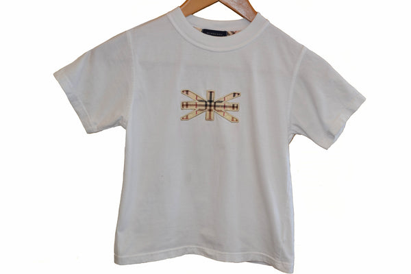 Burberry British Flag Haymarket Signature White Boy T-Shirt Size 6