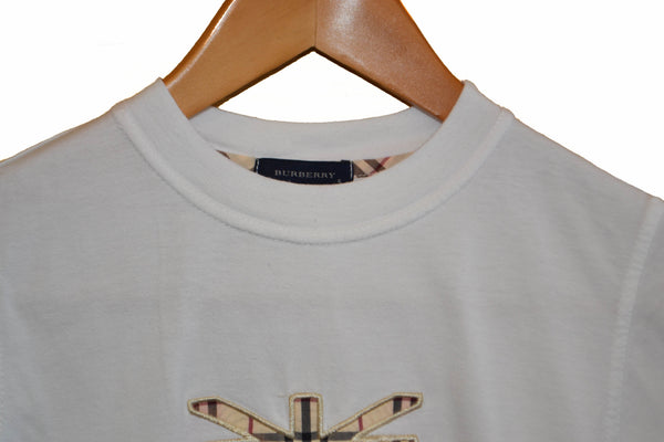 Burberry British Flag Haymarket Signature White Boy T-Shirt Size 6
