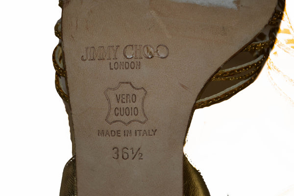 Jimmy Choo Metallic Gold Sandal Size 36.5