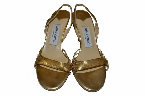 Jimmy Choo Metallic Gold Sandal Size 36.5 | Italystation.com - Shop Now at italystation.com