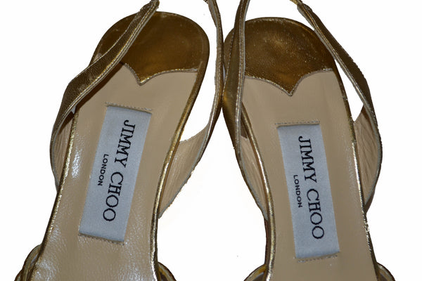 Jimmy Choo Metallic Gold Sandal Size 36.5