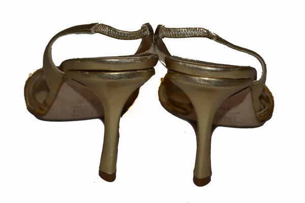 Jimmy Choo Metallic Gold Sandal Size 36.5