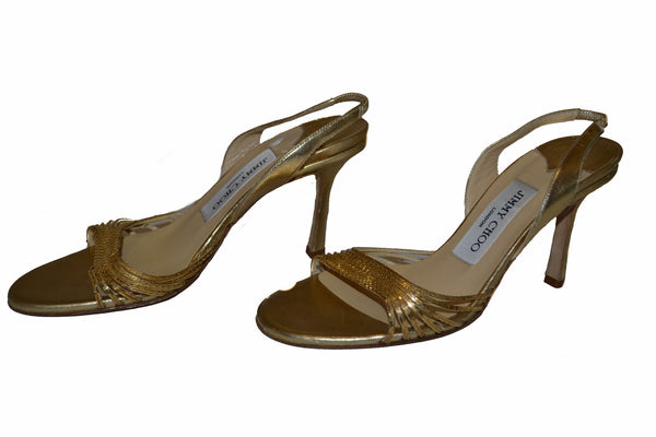 Jimmy Choo Metallic Gold Sandal Size 36.5