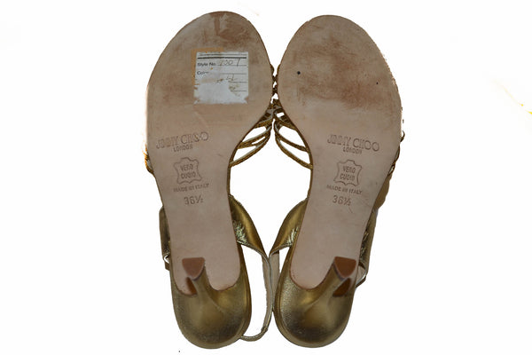 Jimmy Choo Metallic Gold Sandal Size 36.5