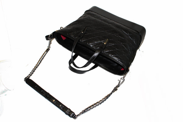 Chanel Black Aged Calfskin Quilted Large Gabrielle Shopping Tote