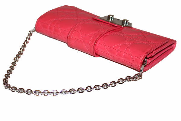 Christian Dior Coral Red Patent Cannage Miss Dior Rendezvous Wallet