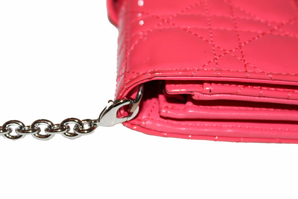 Christian Dior Coral Red Patent Cannage Miss Dior Rendezvous Wallet