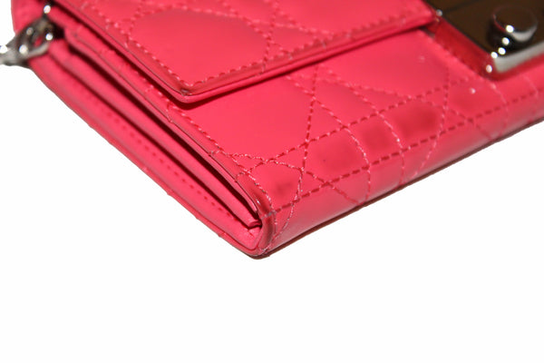 Christian Dior Coral Red Patent Cannage Miss Dior Rendezvous Wallet