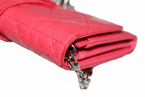 Christian Dior Coral Red Patent Cannage Miss Dior Rendezvous Wallet