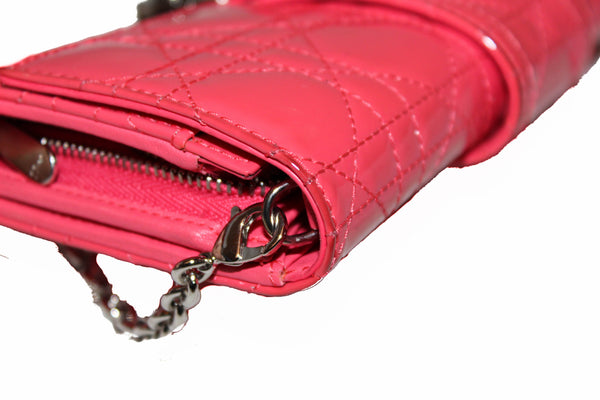 Christian Dior Coral Red Patent Cannage Miss Dior Rendezvous Wallet
