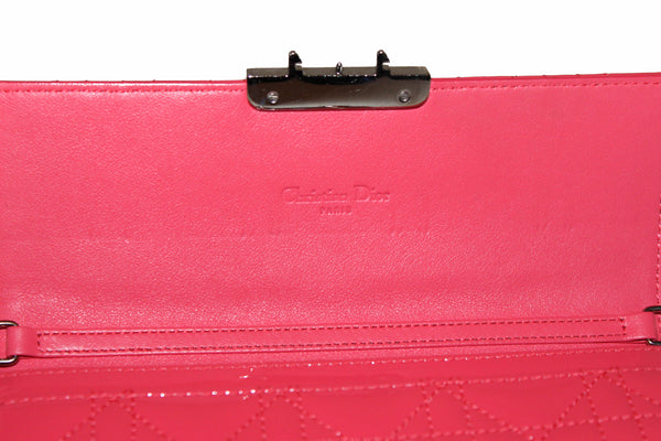 Christian Dior Coral Red Patent Cannage Miss Dior Rendezvous Wallet