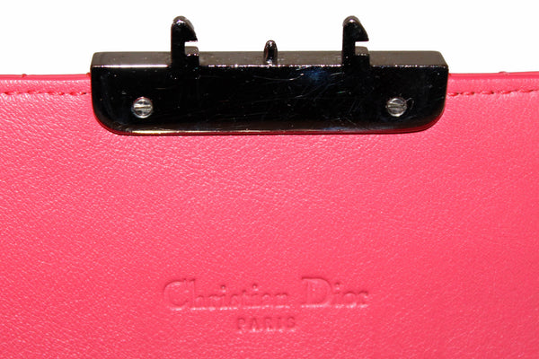 Christian Dior Coral Red Patent Cannage Miss Dior Rendezvous Wallet