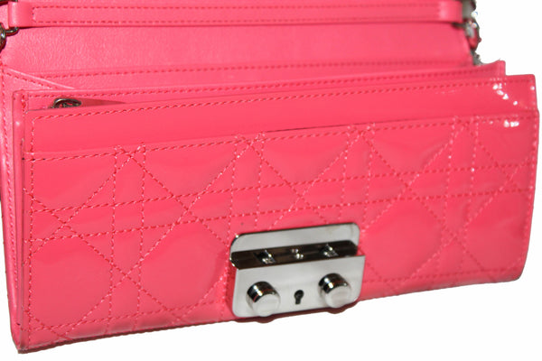 Christian Dior Coral Red Patent Cannage Miss Dior Rendezvous Wallet