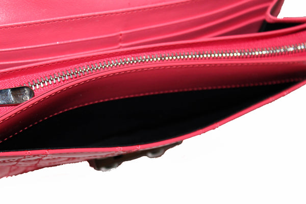Christian Dior Coral Red Patent Cannage Miss Dior Rendezvous Wallet