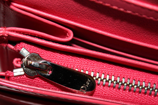 Christian Dior Coral Red Patent Cannage Miss Dior Rendezvous Wallet
