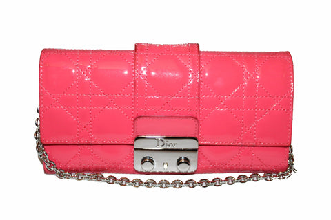 Christian Dior Coral Red Patent Cannage Miss Dior Rendezvous Wallet