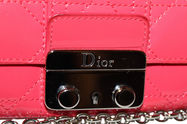 Christian Dior Coral Red Patent Cannage Miss Dior Rendezvous Wallet