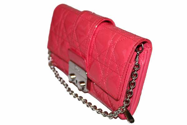 Christian Dior Coral Red Patent Cannage Miss Dior Rendezvous Wallet