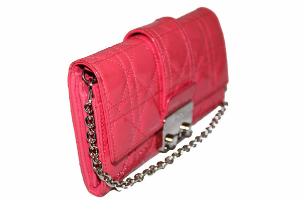 Christian Dior Coral Red Patent Cannage Miss Dior Rendezvous Wallet