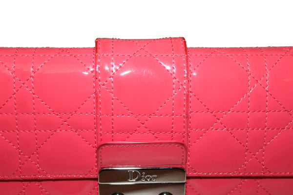 Christian Dior Coral Red Patent Cannage Miss Dior Rendezvous Wallet