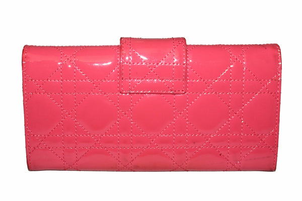 Christian Dior Coral Red Patent Cannage Miss Dior Rendezvous Wallet