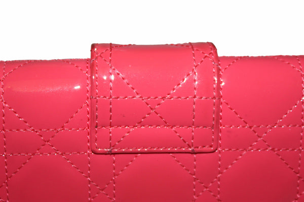Christian Dior Coral Red Patent Cannage Miss Dior Rendezvous Wallet