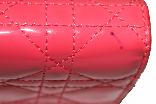 Christian Dior Coral Red Patent Cannage Miss Dior Rendezvous Wallet