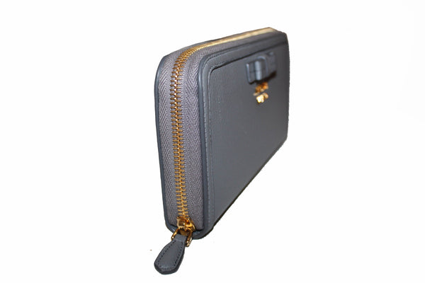Prada Grey Women's Bow Detail Continental Leather Wallet