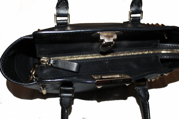 Valentino Black Leather Rockstud Micro Mini Tote Bag