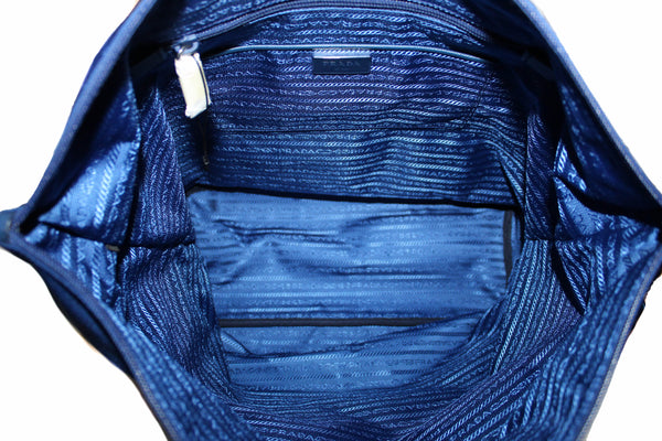 New Prada Blue Nylon Tessuto Tote Bag with Strap 1BG189