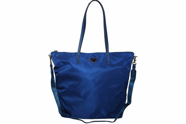 New Prada Blue Nylon Tessuto Tote Bag with Strap 1BG189