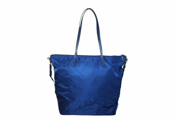 New Prada Blue Nylon Tessuto Tote Bag with Strap 1BG189