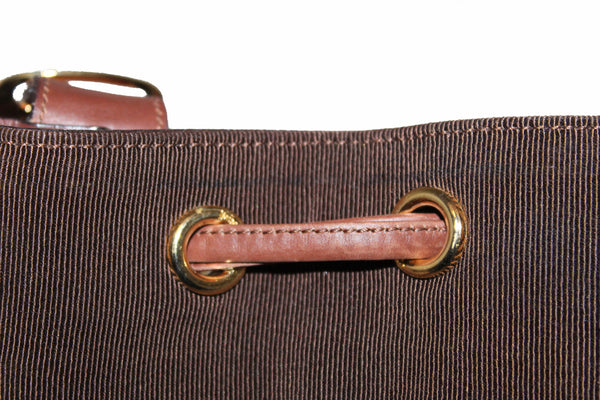 Salvatore Ferragamo Brown Fabric Drawstring Shoulder Bag