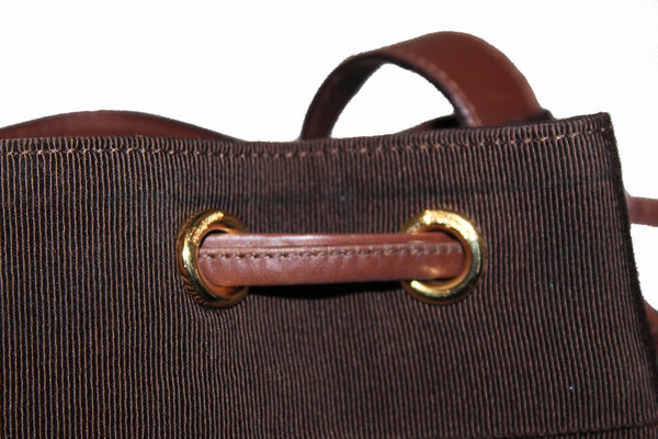 Salvatore Ferragamo Brown Fabric Drawstring Shoulder Bag