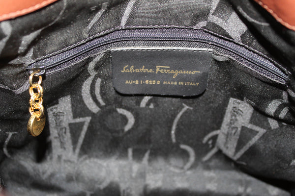 Salvatore Ferragamo Brown Fabric Drawstring Shoulder Bag