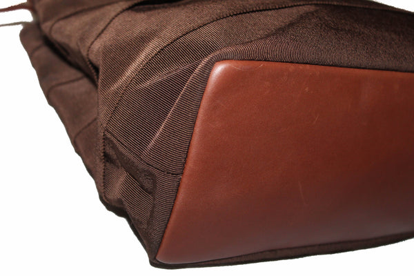 Salvatore Ferragamo Brown Fabric Drawstring Shoulder Bag