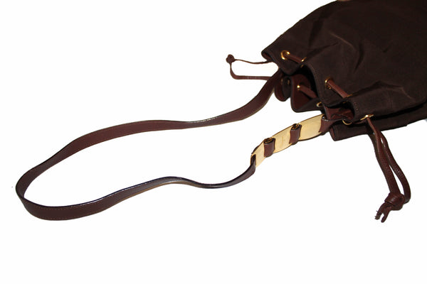 Salvatore Ferragamo Brown Fabric Drawstring Shoulder Bag