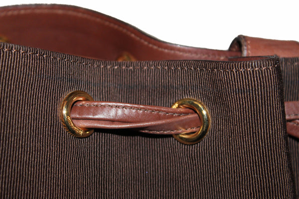 Salvatore Ferragamo Brown Fabric Drawstring Shoulder Bag