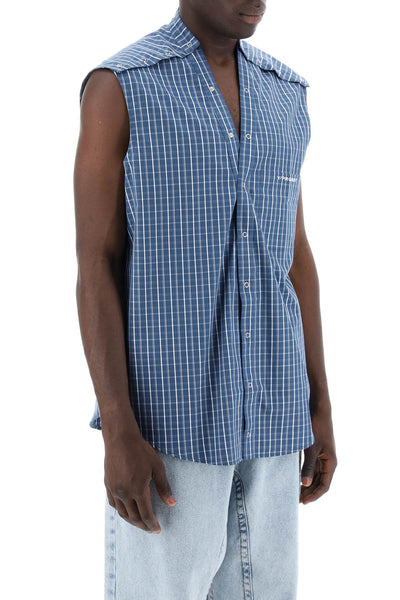 sleeveless madras 201SI004 F511 BLUE CHECK