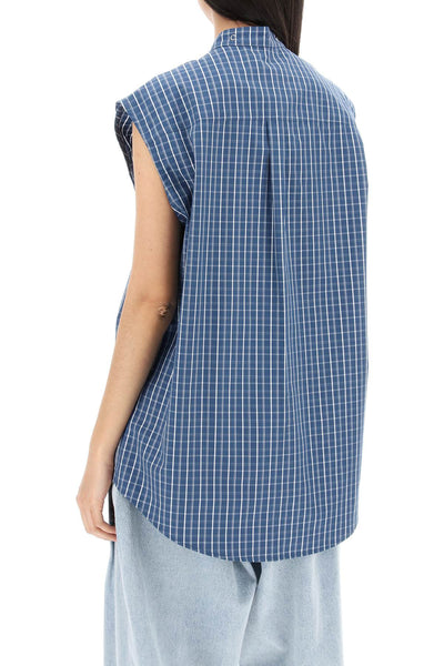 sleeveless madras 201SI004 F511 BLUE CHECK