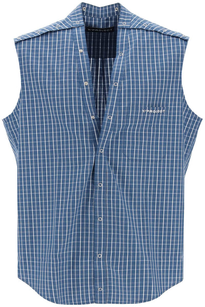 sleeveless madras 201SI004 F511 BLUE CHECK