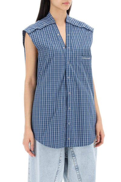 sleeveless madras 201SI004 F511 BLUE CHECK