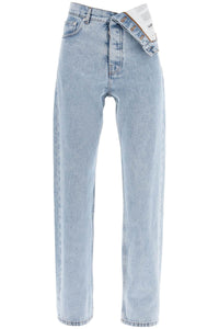 asymmetric waist jeans with seven 207PA001 D22 EVERGREEN ICE BLUE