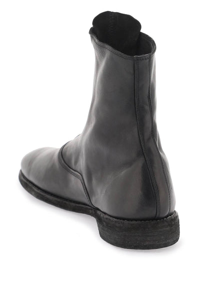 front zip leather ankle boots 210 BLACK