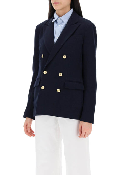 knitted double-breasted blazer 211910134001 PARK AVENUE NAVY