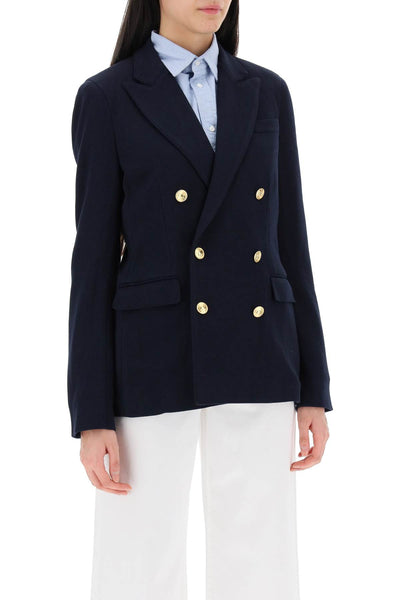 knitted double-breasted blazer 211910134001 PARK AVENUE NAVY