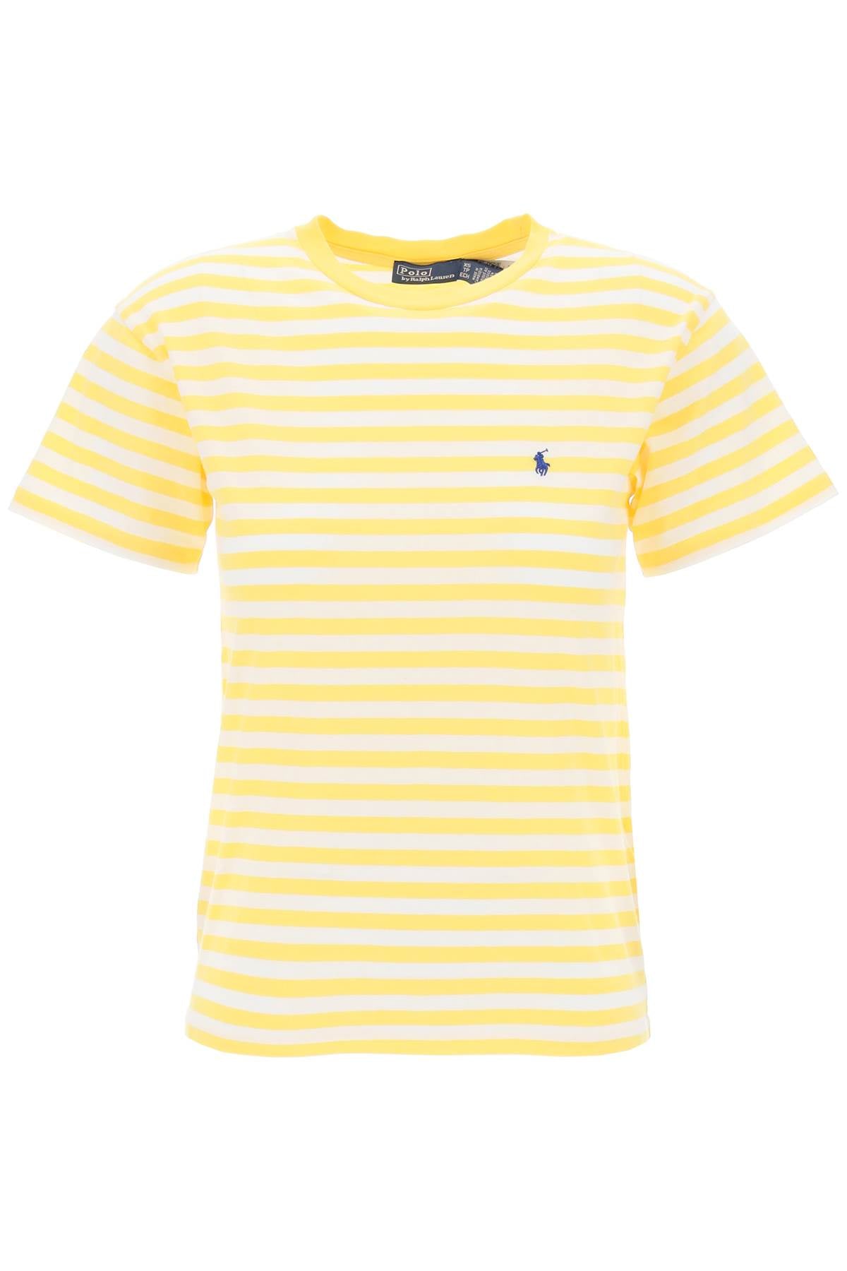 striped crewneck t-shirt 211924293002 CHROME YELLOW WHITE